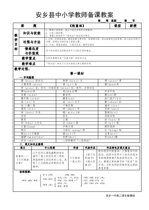 《外国小说欣赏》第六单元   《牲畜林》    安乡一中  龚德国