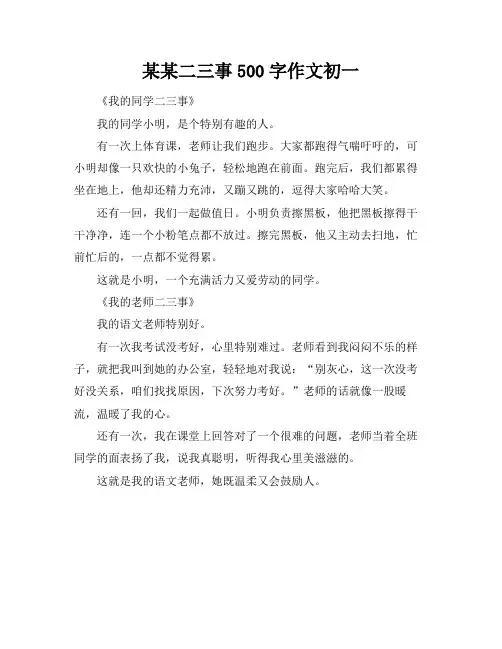 某某二三事500字作文初一