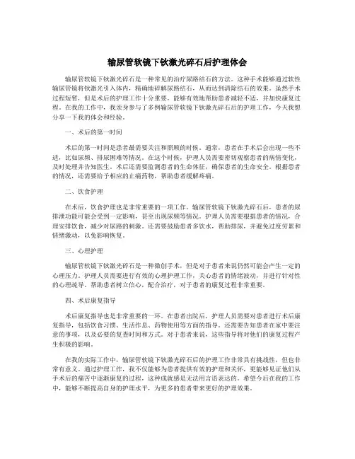 输尿管软镜下钬激光碎石后护理体会
