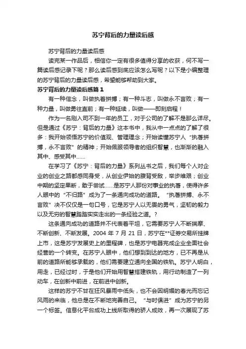 苏宁背后的力量读后感