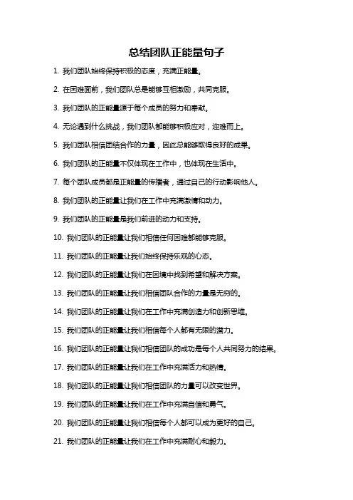 总结团队正能量句子