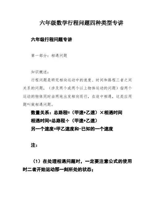 六年级数学行程问题四种类型专讲