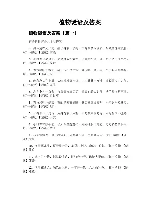植物谜语及答案
