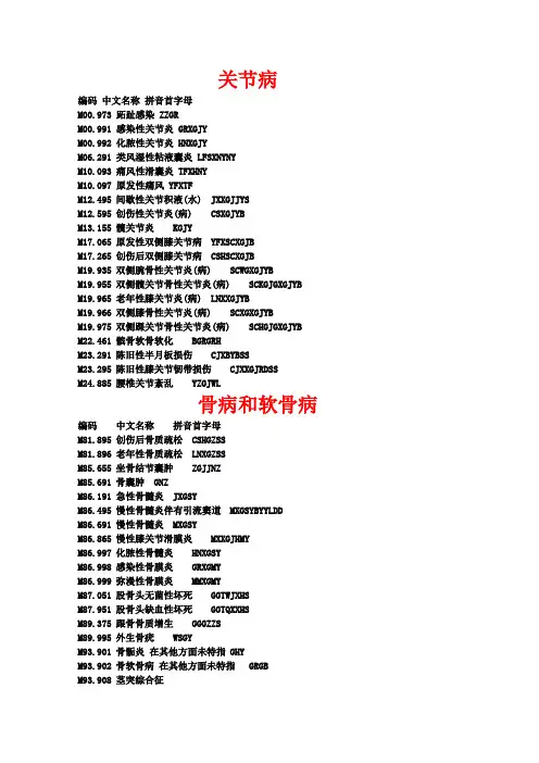 骨科疾病编码