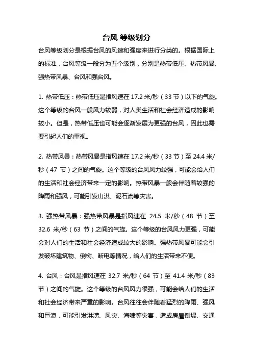 台风 等级划分