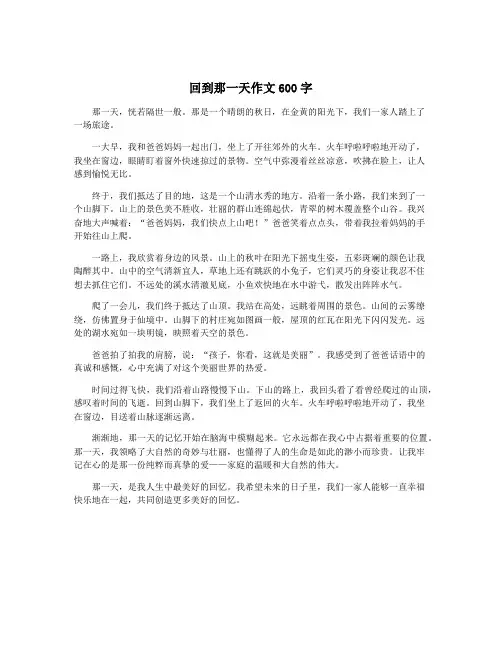 回到那一天作文600字