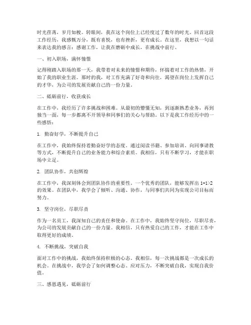 工作经历感言_一句话