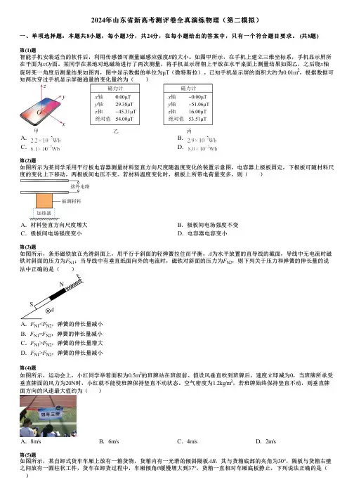 2024年山东省新高考测评卷全真演练物理(第二模拟)