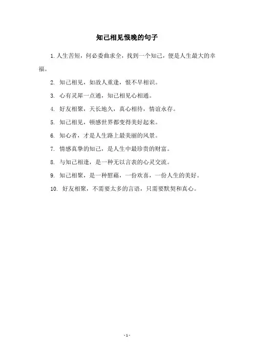 知己相见恨晚的句子