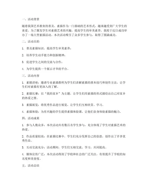 大型素描活动总结范文