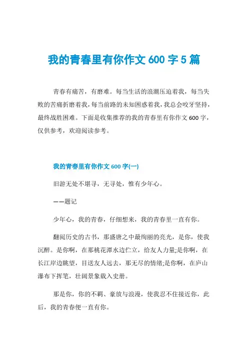 我的青春里有你作文600字5篇