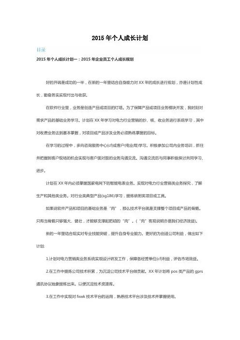 2015年个人成长计划