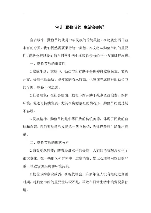审计 勤俭节约 生活会剖析