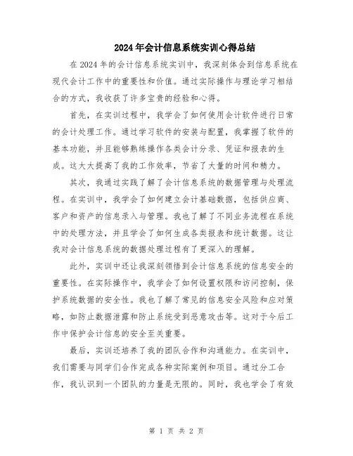 2024年会计信息系统实训心得总结