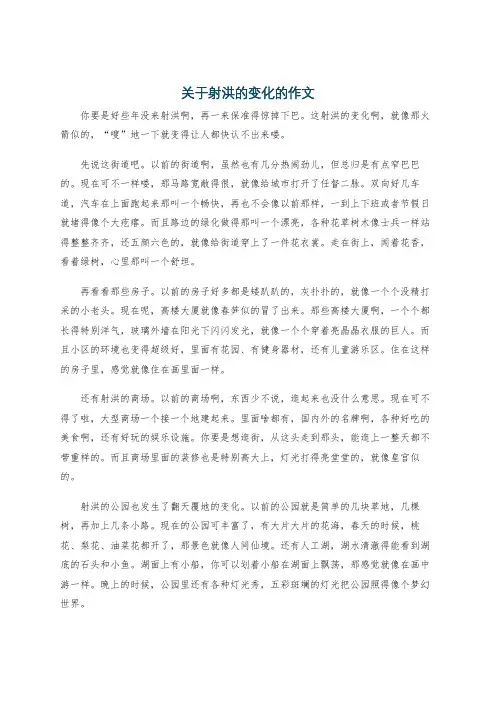 关于射洪的变化的作文