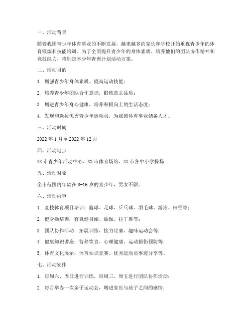 少年青训计划活动方案