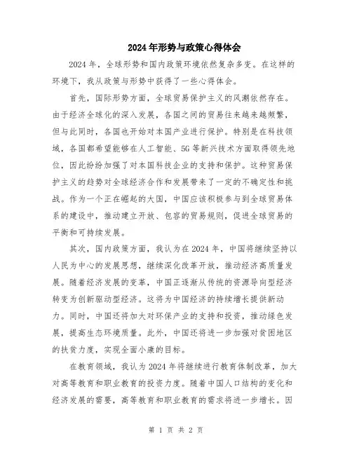 2024年形势与政策心得体会