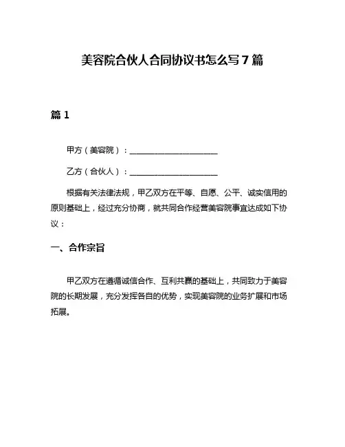 美容院合伙人合同协议书怎么写7篇