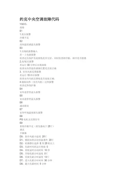 约克中央空调故障代大全 (2)