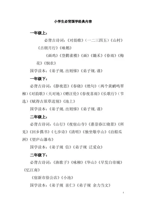 1——6年级国学经典诵读篇目定稿