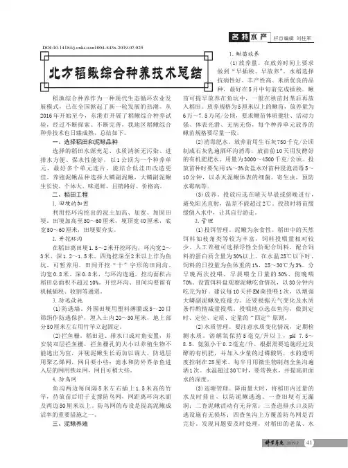 北方稻鳅综合种养技术总结
