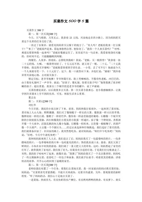 买菜作文500字5篇