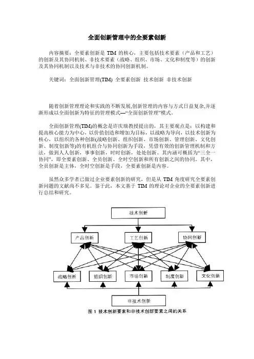 全面创新管理中的全要素创新