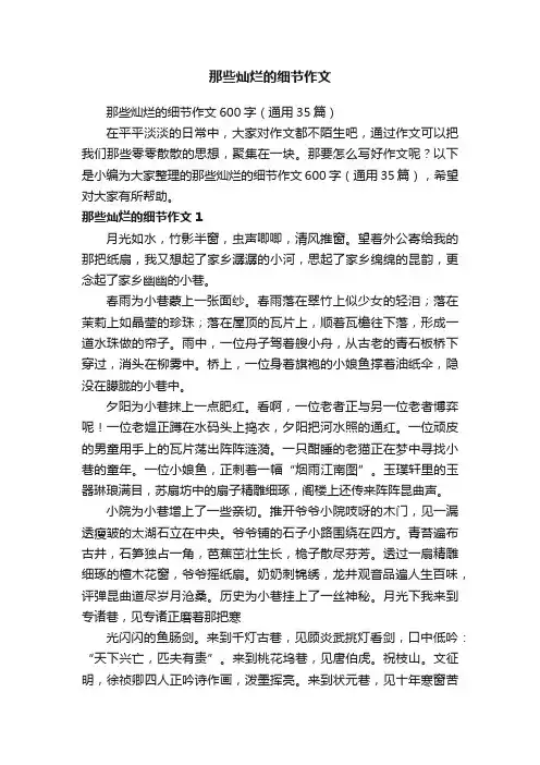那些灿烂的细节作文600字（通用35篇）