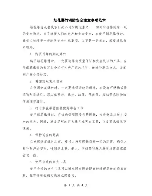 烟花爆竹消防安全注意事项范本（2篇）