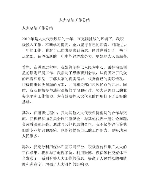 人大总结工作总结