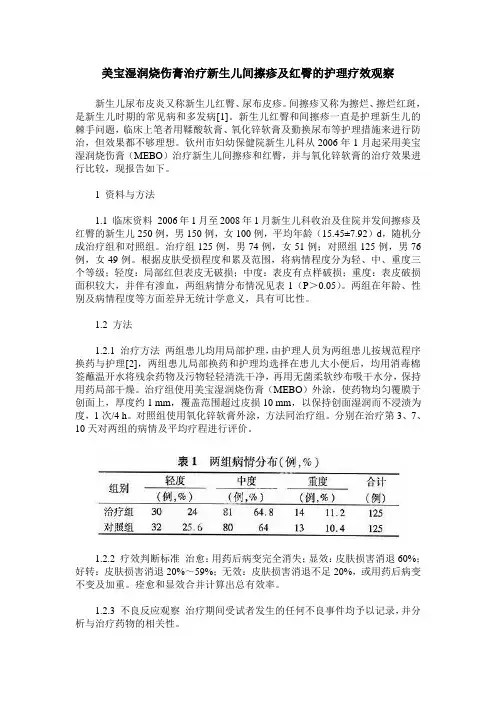 美宝湿润烧伤膏治疗新生儿间擦疹及红臀的护理疗效观察