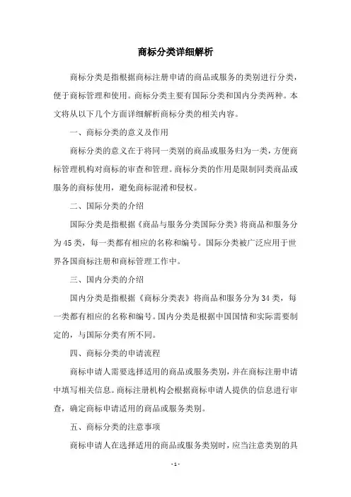 商标分类详细解析