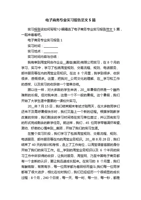电子商务专业实习报告范文5篇
