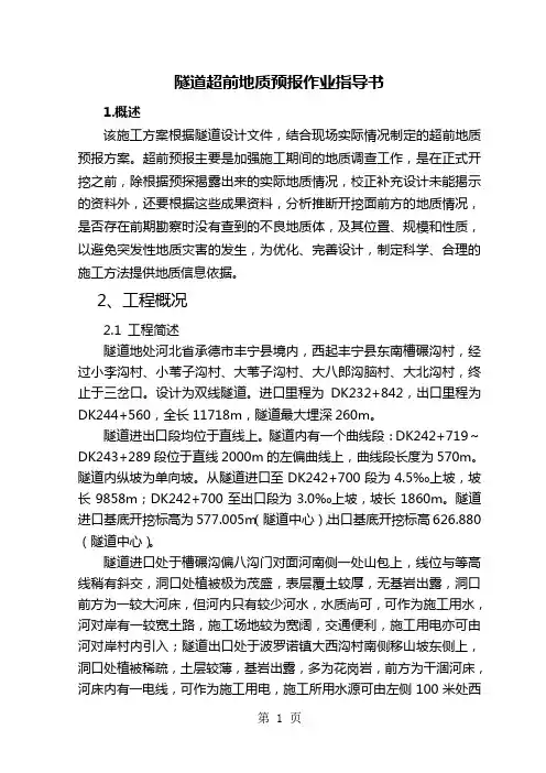 隧道超前地质预报作业指导书word精品文档7页