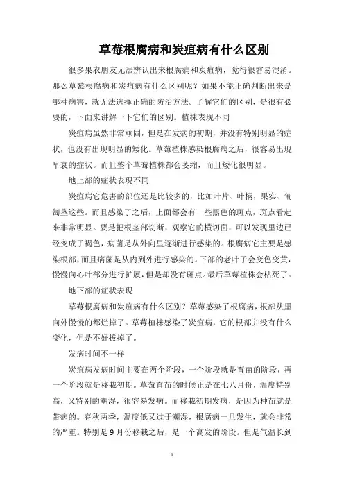 草莓根腐病和炭疽病有什么区别