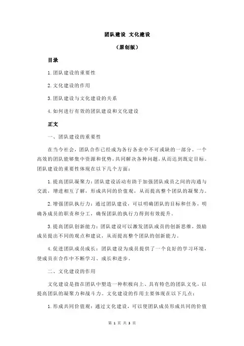 团队建设 文化建设