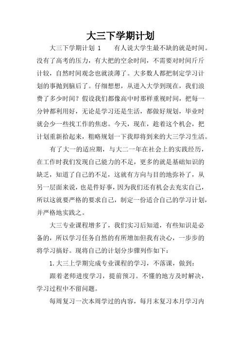 大三下学期计划