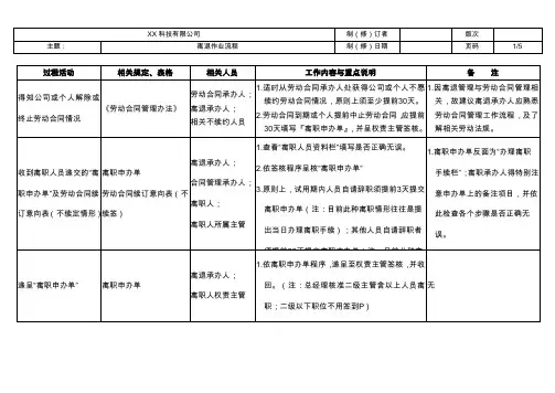 解除或终止劳动合同作业流程