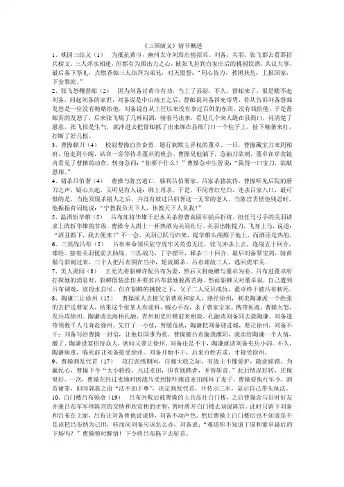高考名著《三国演义》情节概述