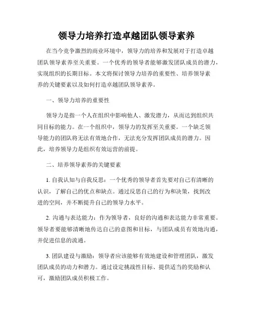 领导力培养打造卓越团队领导素养