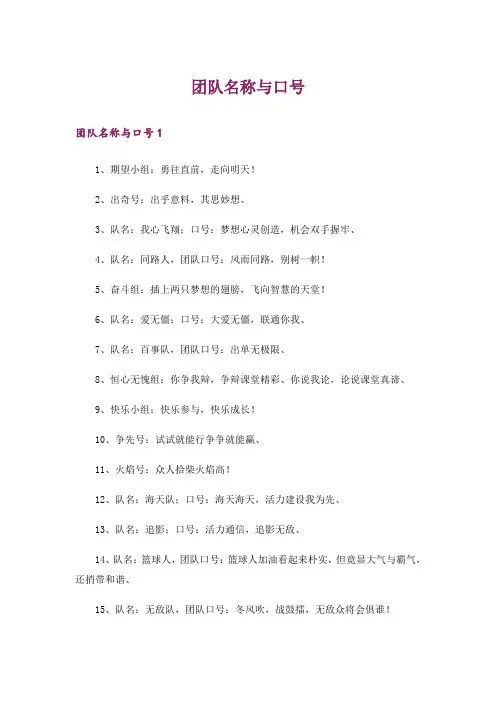 团队名称与口号
