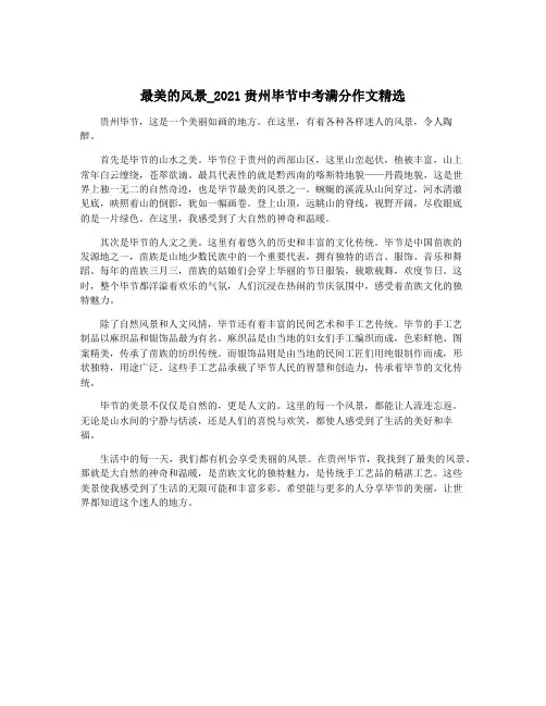 最美的风景_2021贵州毕节中考满分作文精选
