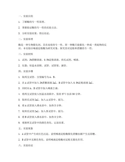 酶的相关实验报告