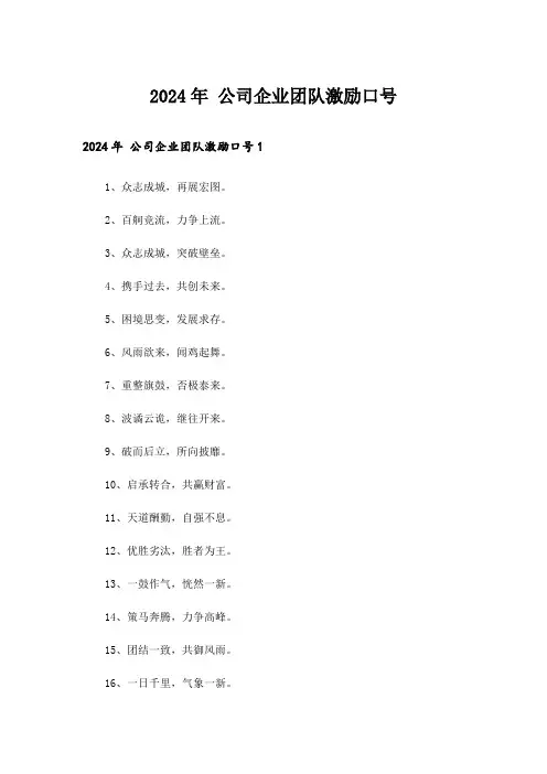 2024年 公司企业团队激励口号