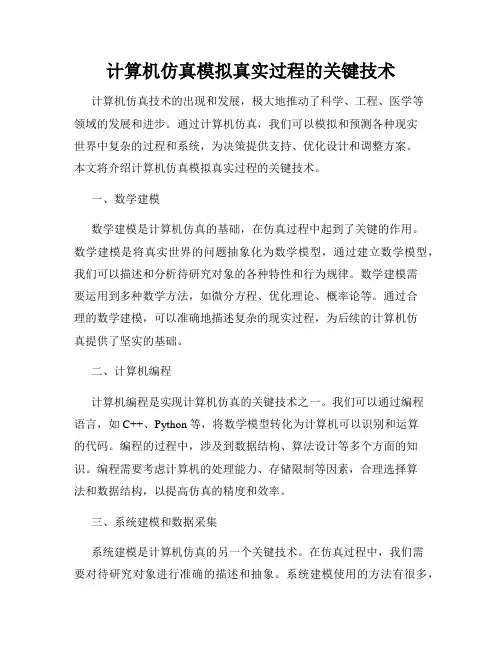 计算机仿真模拟真实过程的关键技术