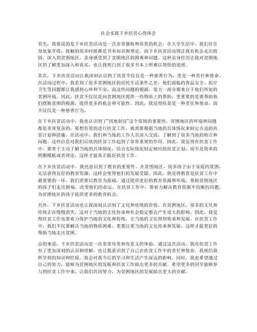 社会实践下乡扶贫心得体会