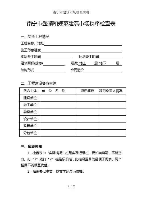 南宁市建筑市场检查表格