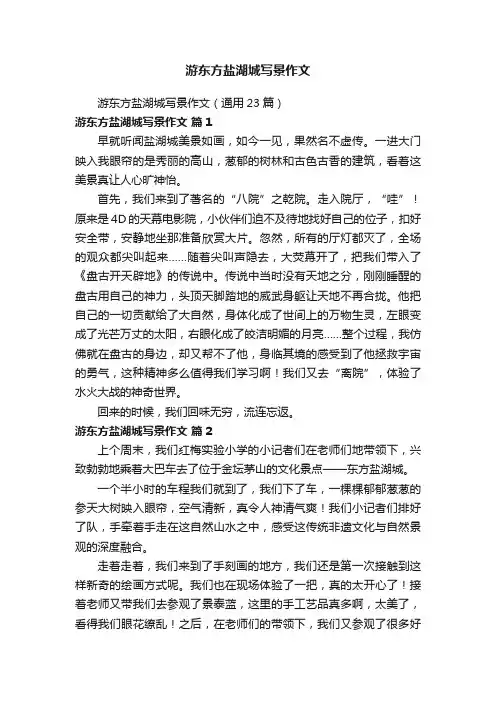 游东方盐湖城写景作文