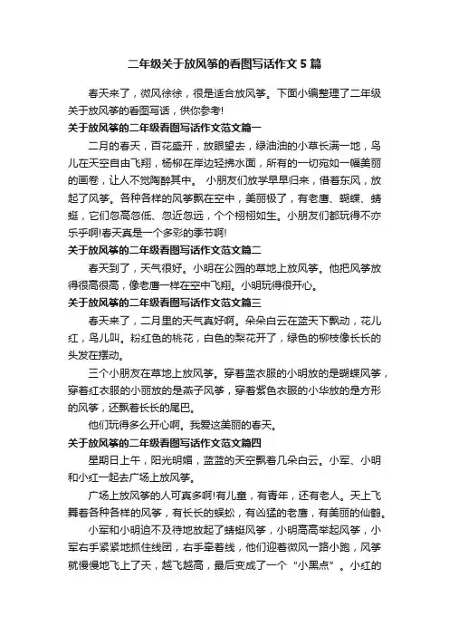 二年级关于放风筝的看图写话作文5篇