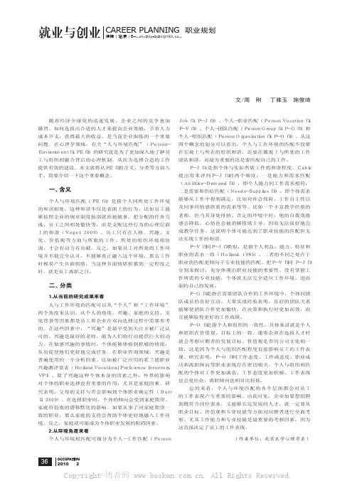 个人与环境匹配的概念介绍